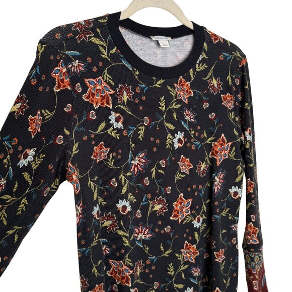 Sundance Floral Long Sleeve Thermal Top With Button Cuff, XL - Picture 3 of 8